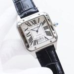 Cartier Santos Watch Dumont 8215 Movement 39.5MM In Width Black/Brown Strap Square Men Watch